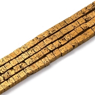 3x3x3 mm. lava perle med guld effekt